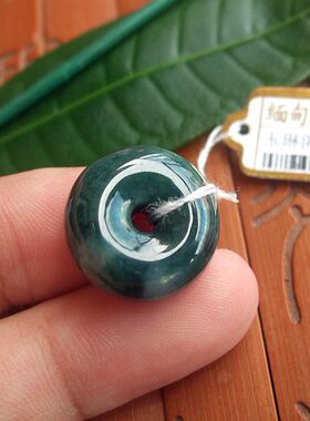 70859天然A货翡翠玉17.9飘花算珠小玉扣平安扣吊坠缅甸玉实物拍图