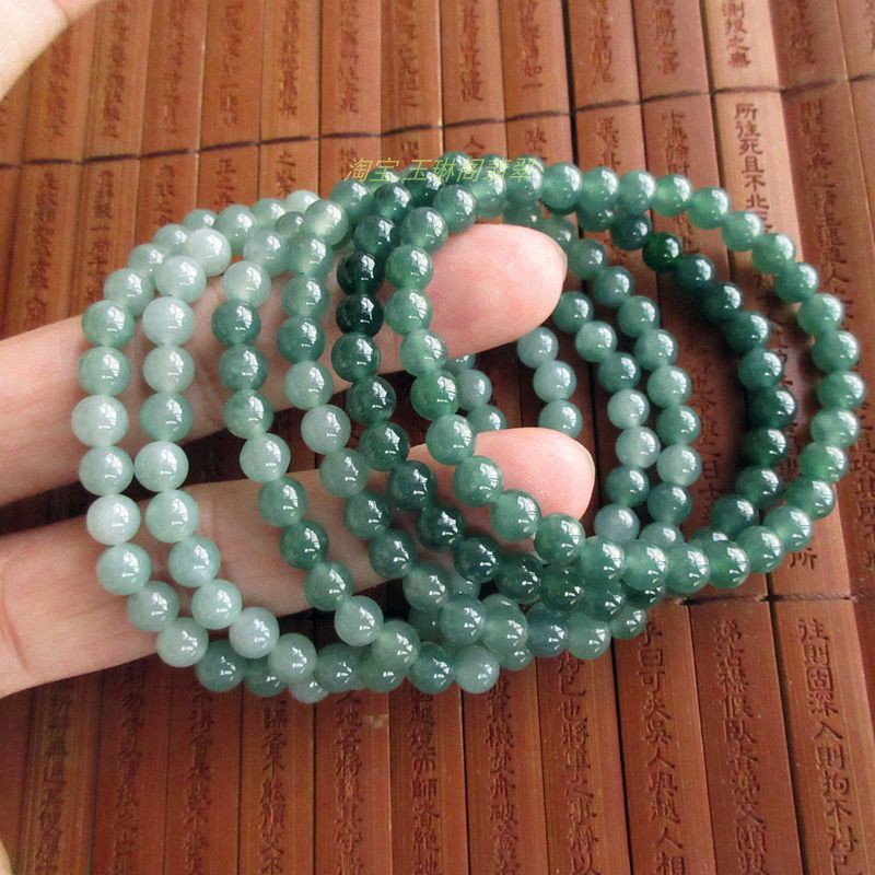 新款保真小手珠小圆珠手链6mm蓝水危料天然A货翡翠玉20001-72 T26