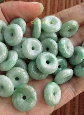 保真17mm豆种豆浅绿色小玉扣吊坠21108-26天然A货翡翠玉缅甸玉N45