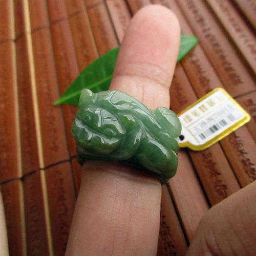 缅甸玉a货天然翡翠貔貅戒指