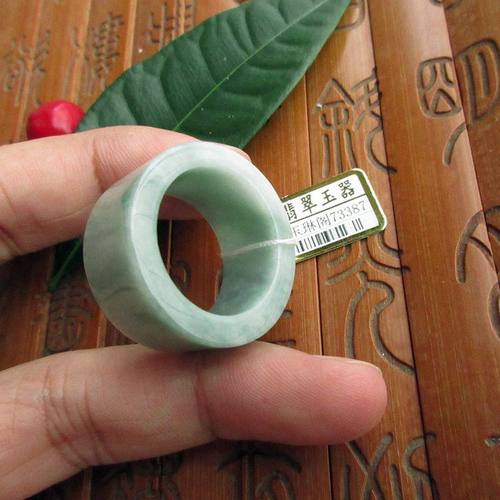 保真大号21.5MM玉扳指天然A货翡翠玉73387带绿色缅甸玉戒指实拍图