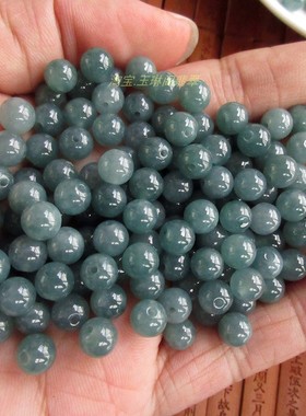 保真7mm浅蓝色小圆珠危料天然A货翡翠玉20001-73蓝水珠散H24