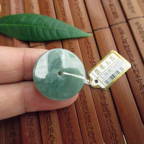 保真24mm实拍图浅绿平安扣吊坠76432缅甸玉纯天然A货翡翠玉怀古