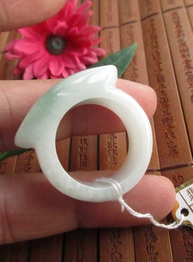 保真马安戒指内径20.3mm缅甸玉74533翡翠A货纯天然扳指实物拍图