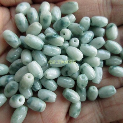 飘花小米珠8.5*5mm缅甸玉天然A货翡翠玉小米珠20015-151实拍图H8