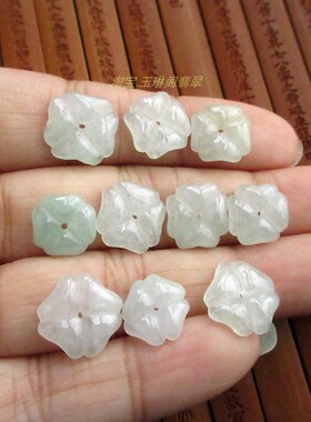 四叶花四叶草薄款小花朵小吊坠子缅甸玉21592天然A货翡翠玉H36