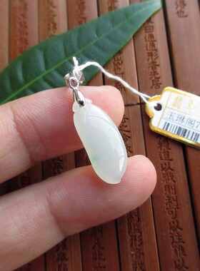 保真淡绿色小福瓜玉瓜小吊坠75786实物拍图缅甸玉天然A货翡翠玉