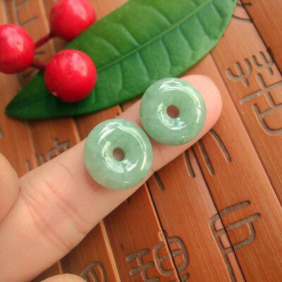 豆绿豆种小平安扣玉环耳饰玉扣