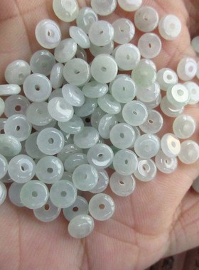 冰白小平安扣5.7mm隔珠片小玉扣20479-32缅甸天然A货翡翠玉H2