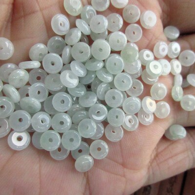 冰白小平安扣5.7mm隔珠片小玉扣20479-32缅甸天然A货翡翠玉H2