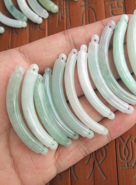 小条款 光面圆条小弯条小手排 缅甸玉天然A货翡翠玉手条20824-15#