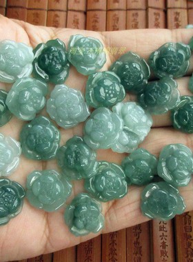 保真蓝水莲花吊坠五叶小花坠子21532天然A货危料翡翠佛花实拍H35