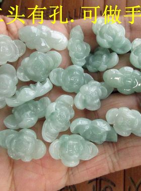 包真莲花小坠子手饰用荷花手链款21371缅甸天然A货翡翠玉实拍H28