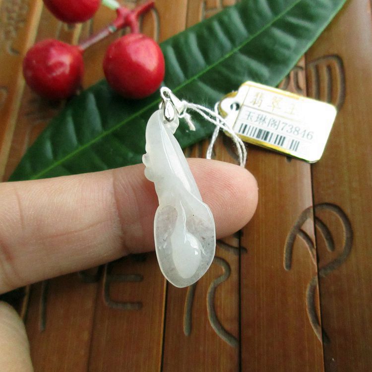 保真冰白玉兰花小吊坠73846实物拍图缅甸玉天然A货翡翠玉一蕊一意