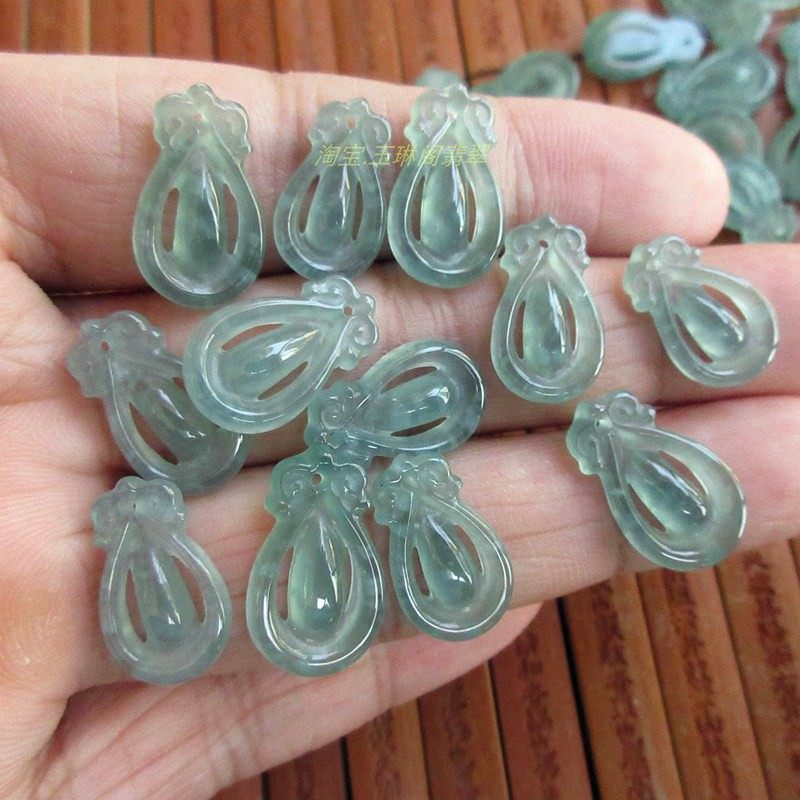 水润款福在眼前蓝水危料水滴小吊坠21590天然A货翡翠玉实物拍图