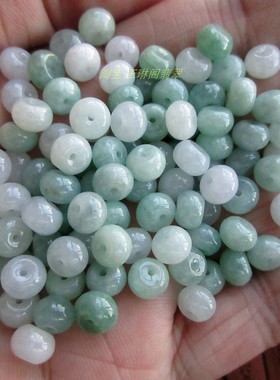保真 杂色款7mm小算珠算盘珠20378-33隔珠天然A货翡翠缅甸H13