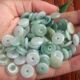 小平安扣玉扣12 8杂色糯冰小扣H2 13mm缅甸天然A货翡翠玉20479