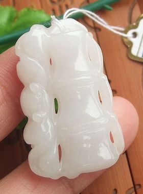 94069玉琳阁翡翠 实物拍图缅甸玉天然A货翡翠玉 节节高竹节吊坠