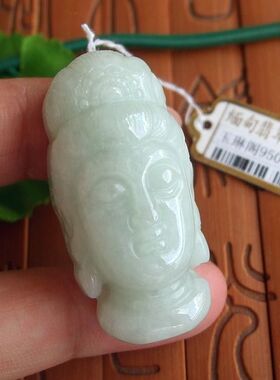 95028玉琳阁实拍图缅甸玉天然A货翡翠玉观音头像佛头大吊坠送证书
