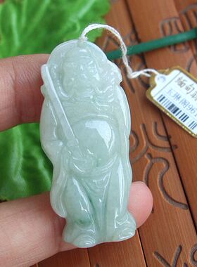 96140玉琳阁翡翠 实物拍图缅甸玉天然A货翡翠 天师钟馗吊坠送证书