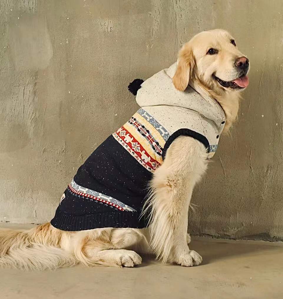 彩点加绒雪花新年毛衣亲子款大狗