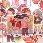 DIY和纸不干胶标签贴纸包定制手账表情明星手账定做贴画卡通透明