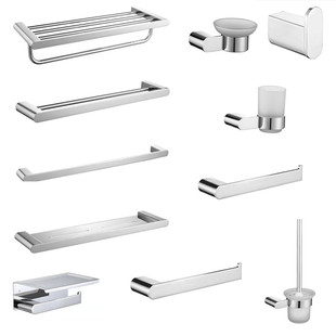 304不锈钢亮光浴巾毛巾架卫生间五金挂件单层置物架单杆毛巾杆