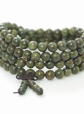 正宗绿檀手串檀香木阿根廷老料佛珠手串男文玩手链女108颗绿檀木