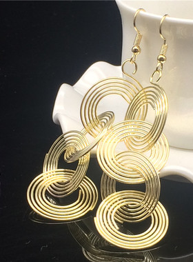 earrings三圆环金色夜店长耳环
