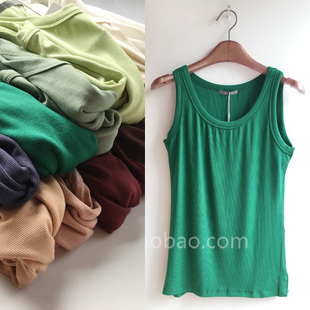 纯色修身 HUMU背心女螺纹纯棉圆领高弹背心打底衫 8605 第二件半价