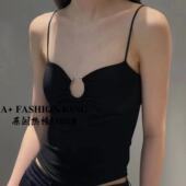 法式 原创设计款 金属扣性感吊带款 胸垫一体百搭打底背心 6102