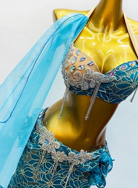 舞姿翼肚皮舞表演出服装女2024新款镶钻文胸长裙套装练功服WZY026