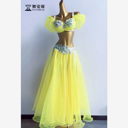 舞姿翼肚皮舞表演出服装女2024新款镶钻文胸长裙套装东方舞wzy020