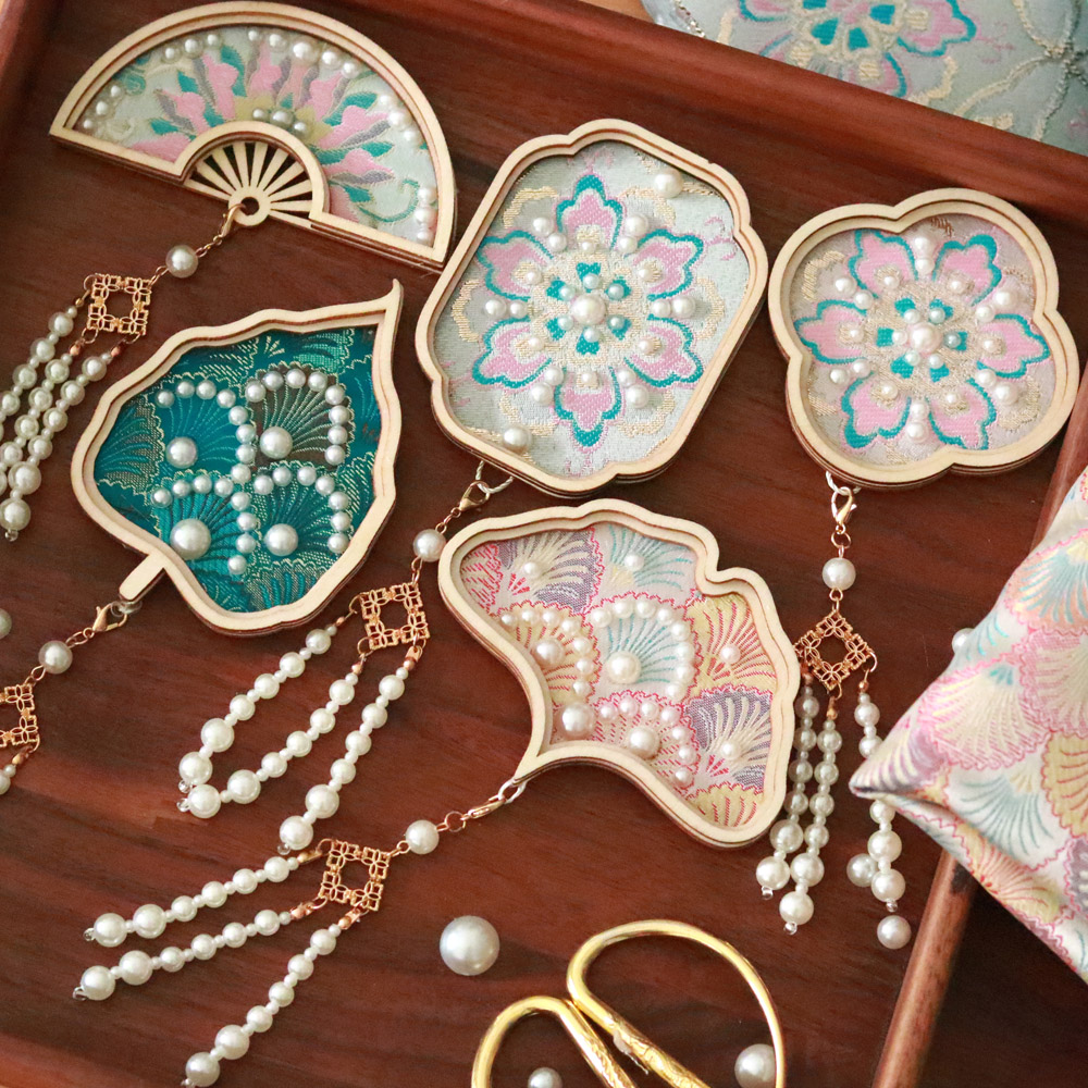 非遗手工宋锦珍珠冰箱贴材料