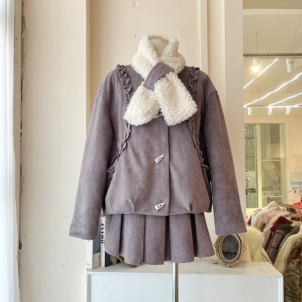 LHTE青青大码女装 冬款韩系木耳边百搭羽绒外套高腰百褶裙T5345,女装/女士精品,时尚套装,淘宝优惠券,粉丝福利购,淘宝优惠卷