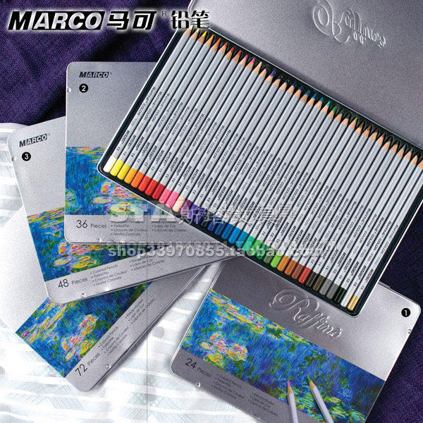 marco马可7100 铁盒装72色拉菲尼专业美术绘画彩色铅笔油性彩铅