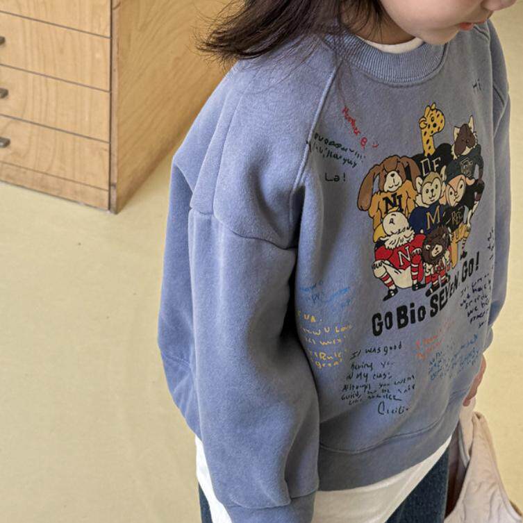 古德家 2024童装秋冬装新款 儿童冬款韩版抓绒卫衣女童男童打底衫