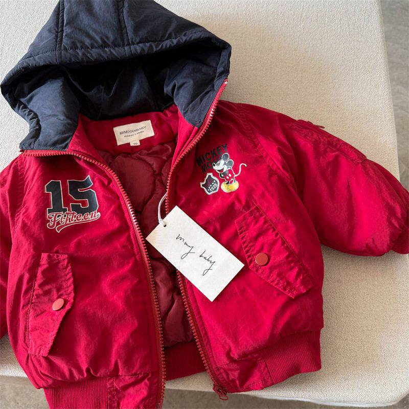 古德家儿童外套2025秋冬新品男女童连帽卡通夹克宝宝短款棉衣外套