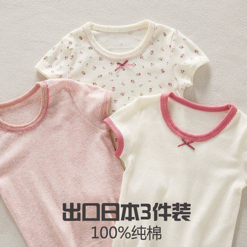 古德家樱桃短袖女童纯棉短袖透气100棉T恤中小童打底衫女孩