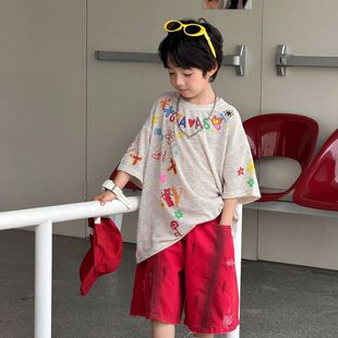 古德家2026夏季新款韩版儿童卡通纯棉印花T恤男童透气短袖上衣潮