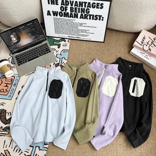 110104 中大童冬款 长袖半拉链打底衫 四色入手 一件代发！