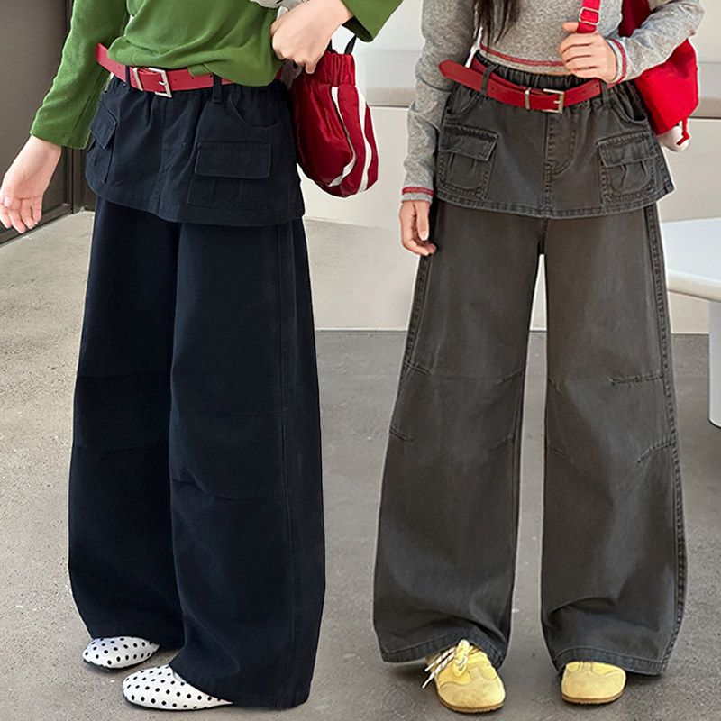 古德家中大女童屁帘裤春秋新款童装儿童女孩工装裙裤潮酷百搭洋