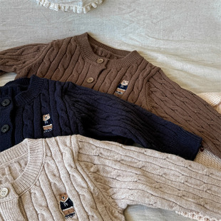 古德家2024童装秋季儿童秋冬装韩版毛衣开衫上衣女童男童针织衫