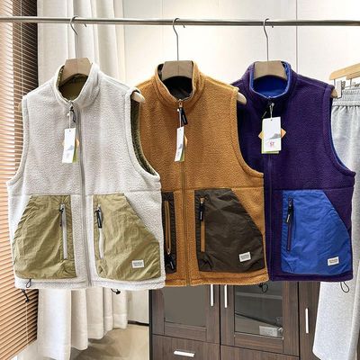 古德家秋冬双面穿抓绒马甲山系高领摇粒绒户外保暖男女款