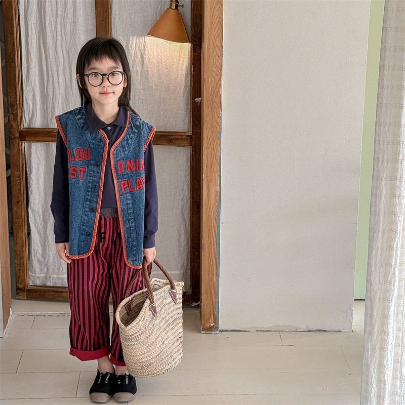 古德家2025春季童装新款 儿童韩版牛仔马甲女童春装坎肩小外套