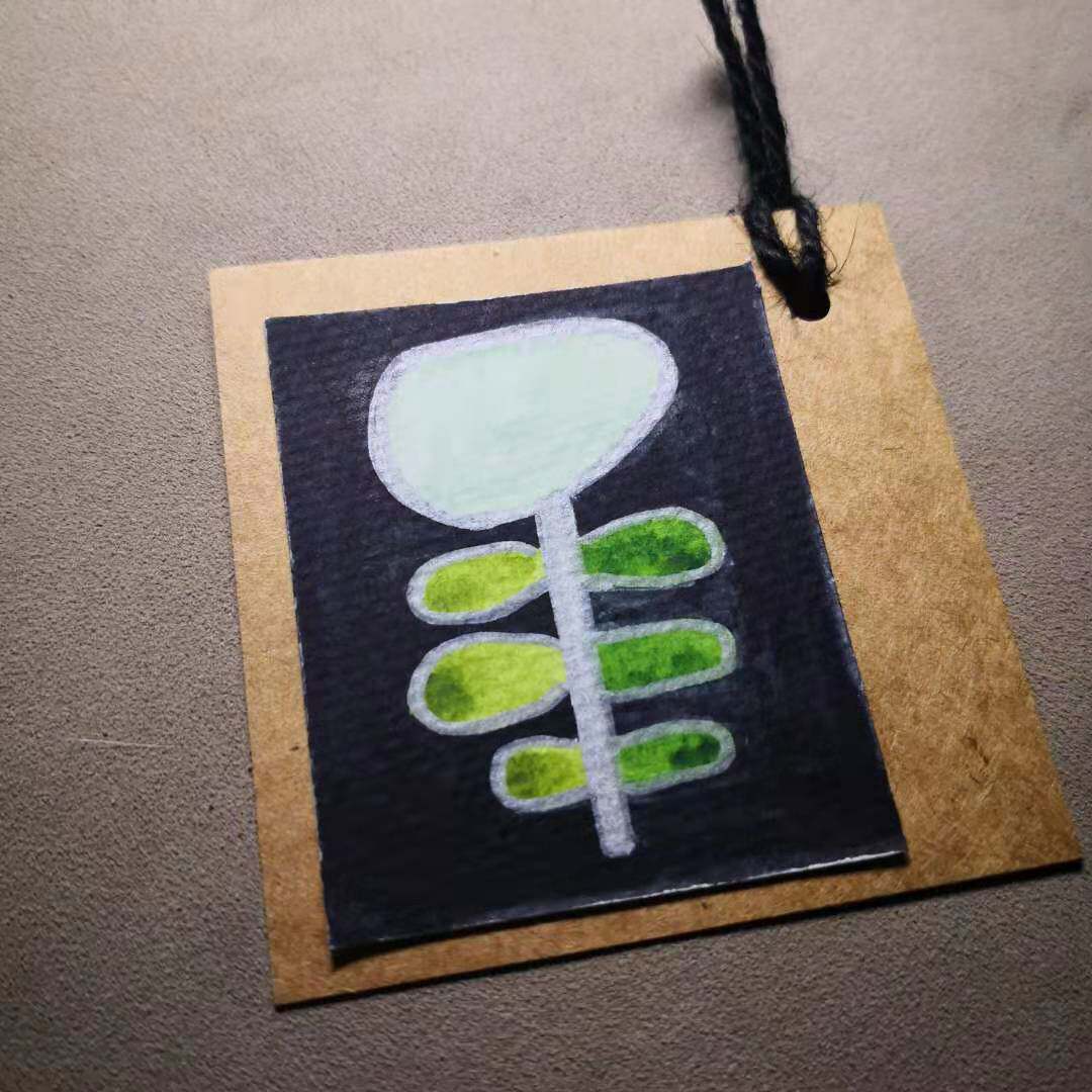 【三猫手绘】水彩画作品《嫩芽》书签