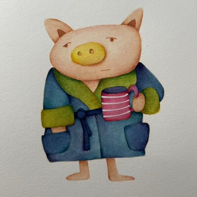 【三猫手绘】水彩画作品《出浴》1798装饰画