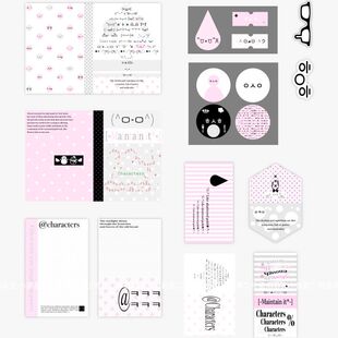 可爱颜文字文创SET粉色I盐系封口简约ins韩系贴纸打包出卡diy装 饰