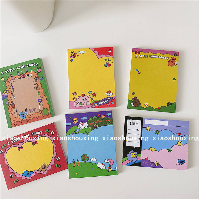이 매우 귀여운 한국의 귀엽고 재미있는 사탕 프레임 곰 메모지 메모 패드는 끈적이지 않습니다