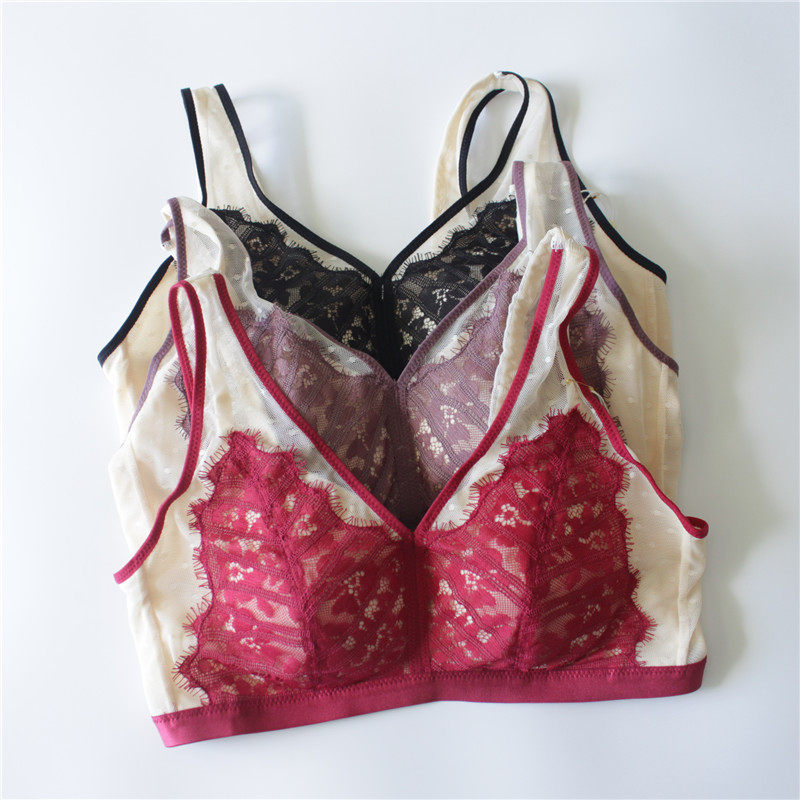 峰度品牌a2121无钢圈养护薄垫防螨乳胶棉撞色蕾丝性感全罩杯内衣
